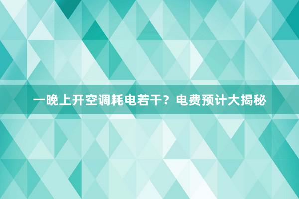 一晚上开空调耗电若干？电费预计大揭秘